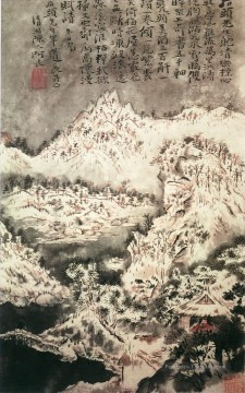  l’encre - Shitao snowing montagne ancienne Chine à l’encre